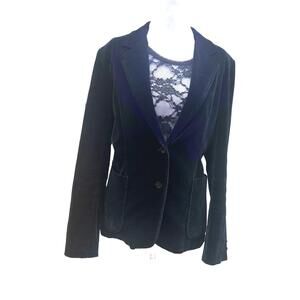 vintage Gil and co black velvet cotton blazer Japan goth office nightwear sz 12